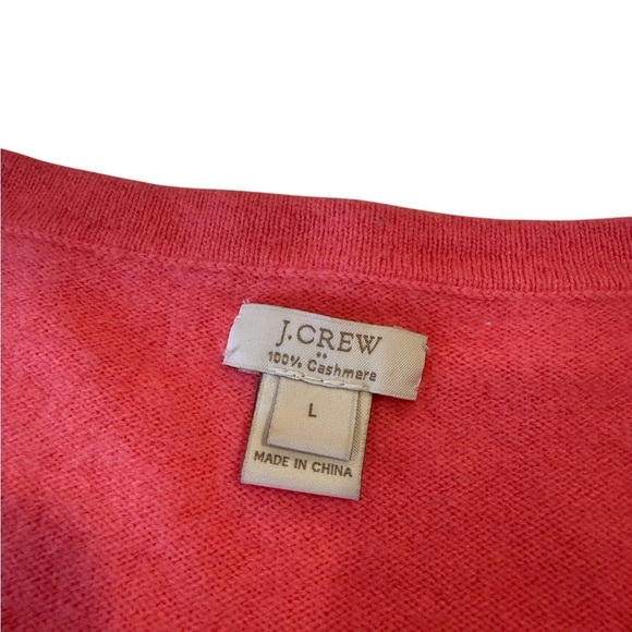 J. Crew ** Peachy Pink Fluorescent Cashmere Crewneck Raw Hem Sweater Size Large - Picture 4 of 12